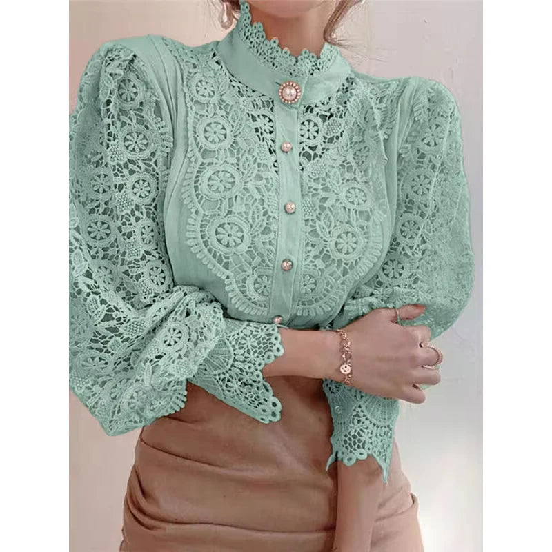 Lace Aura Elegant Blouse – Sweet Lace Office Shirt  Soft elegance with a modern feminine touch.