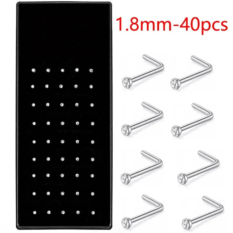 CrystalFlex Nose Stud Set – 40/60PCS Stainless Steel Collection  More styles. More shine. Endless combinations.