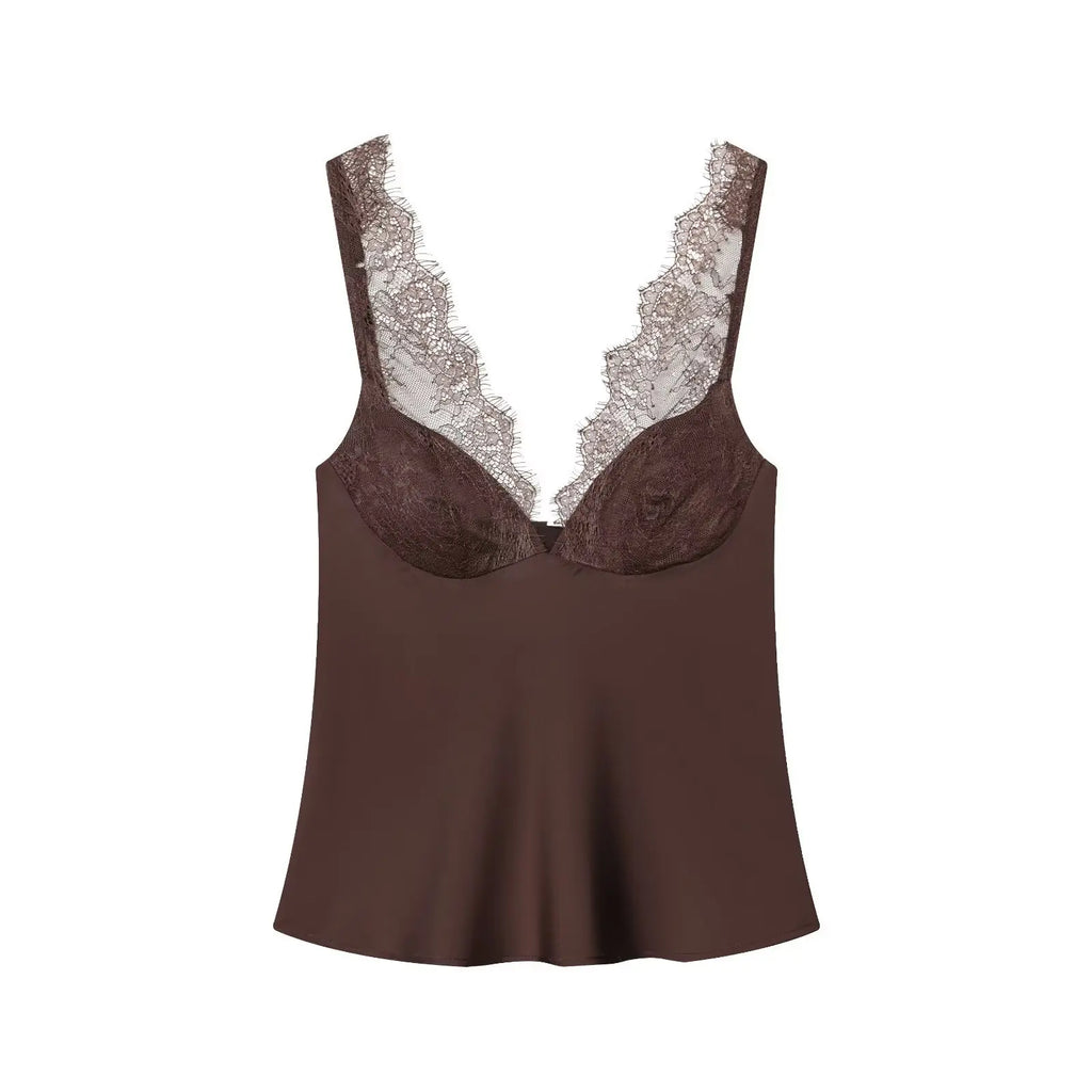 Lace Véra Deep V Top – Elegant Sling Chic Style  Delicate lace. Bold confidence. Effortless elegance.