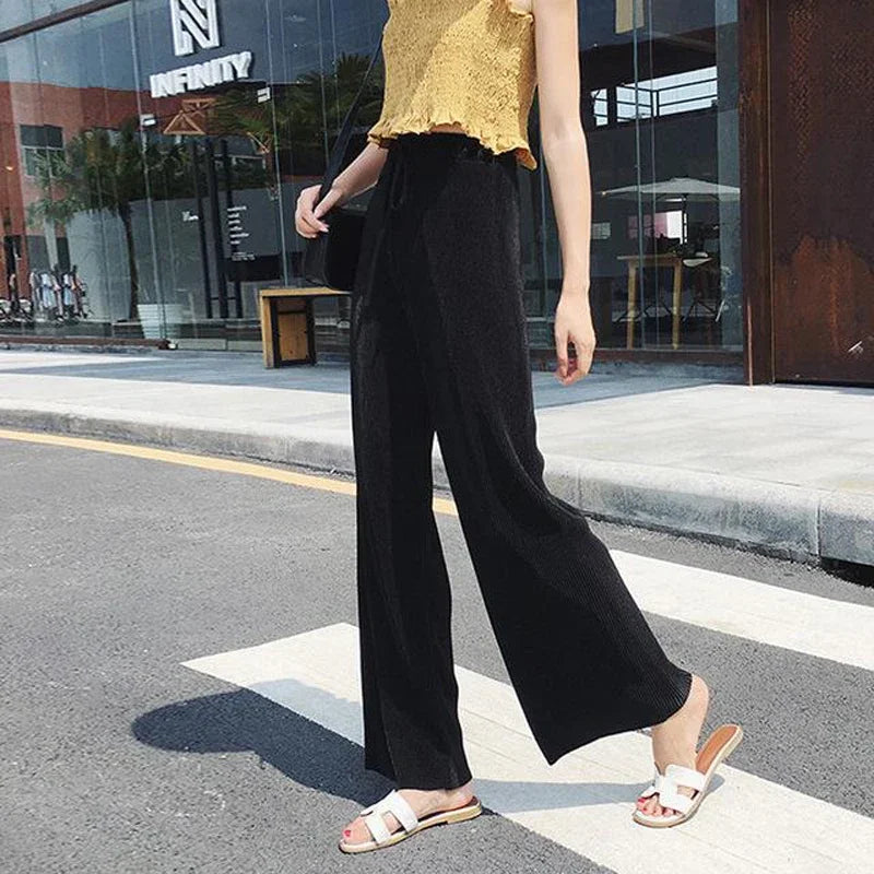 SilkAir Wide Leg Pants – Pleated Ice Silk Trousers  Cool feel. Flowing fit. Effortless elegance.