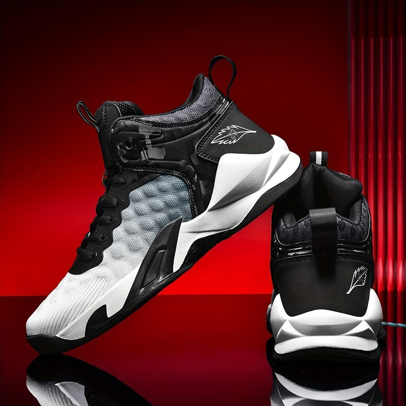 Men's Lace-up Basketball Sneakers - Athletic Shoes - Shock-absorbing