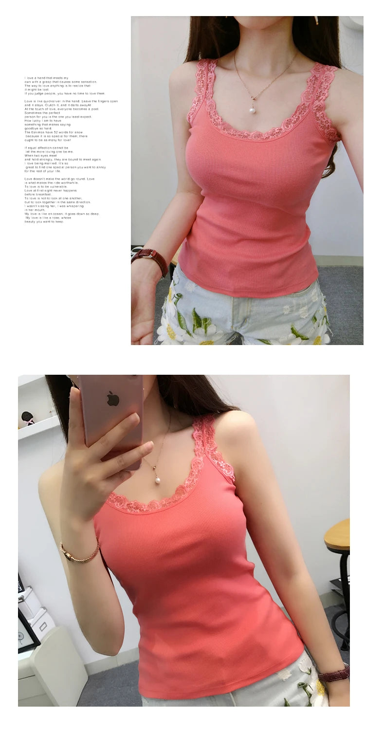 LaceMuse Sleeveless Top – Elegant Lace Summer Tank  Soft, delicate, and effortlessly feminine.