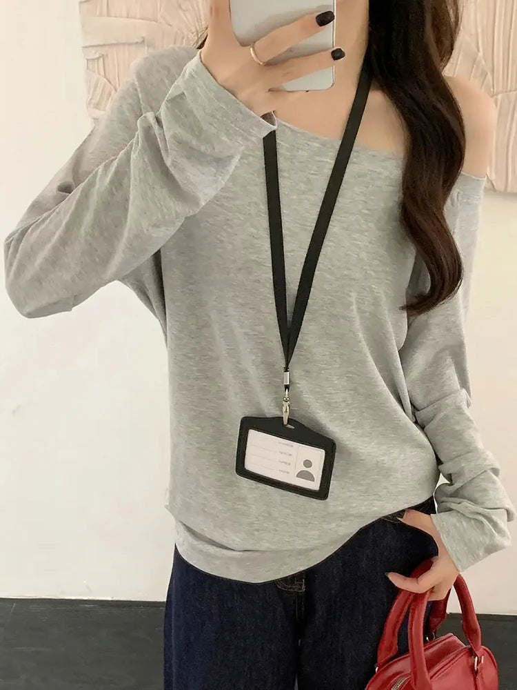 SoftMuse Oversized Tee – Off-Shoulder Korean Style Top  Relaxed fit. Effortless style. Everyday comfort.