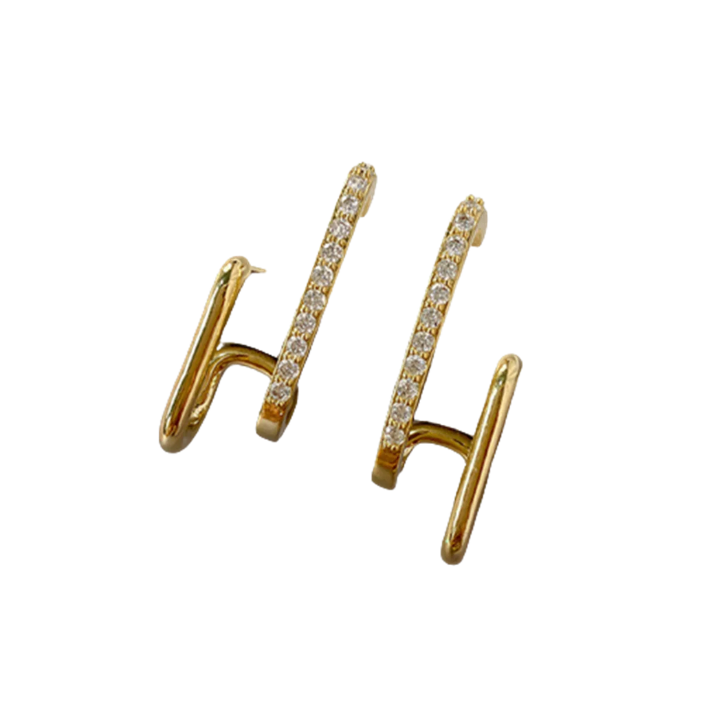 U-Luxe Crystal Earrings – Irregular Gold Statement  Modern shape. Crystal shine. Effortless luxury.